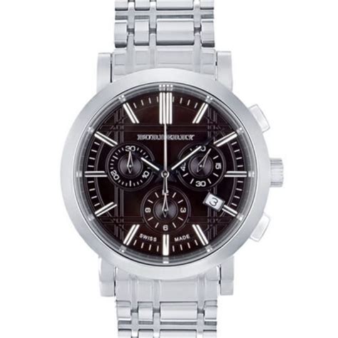 Burberry Heritage Bu1391 Black Mens' Steel Chronograph Watch 